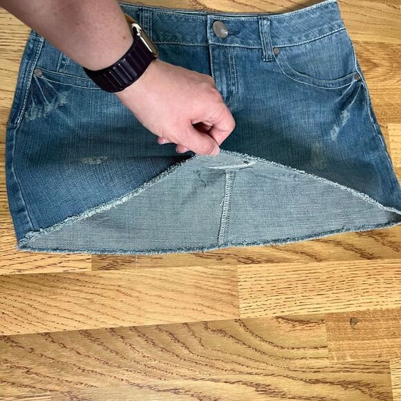 Cute Factory Distressed Jean Mini Skirt by Vanity - Picture 9 of 10